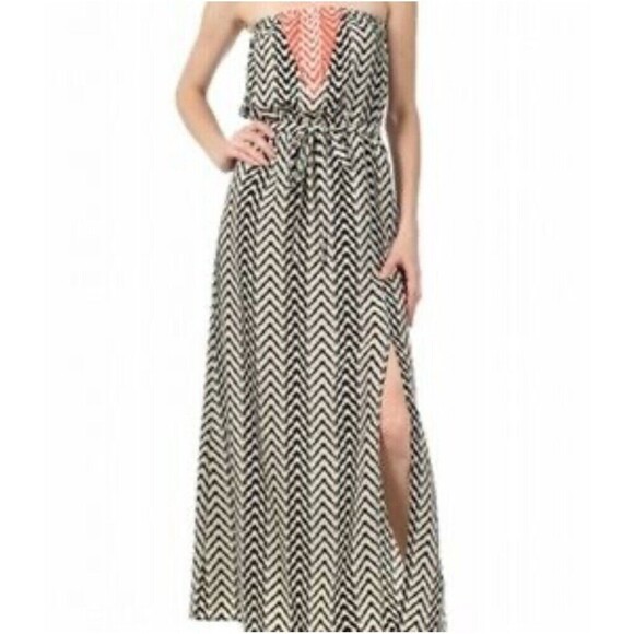 THML Strapless Ikat Maxi Dress Women’s Medium Lined Slit Boho Chic Southwestern - Picture 11 of 11